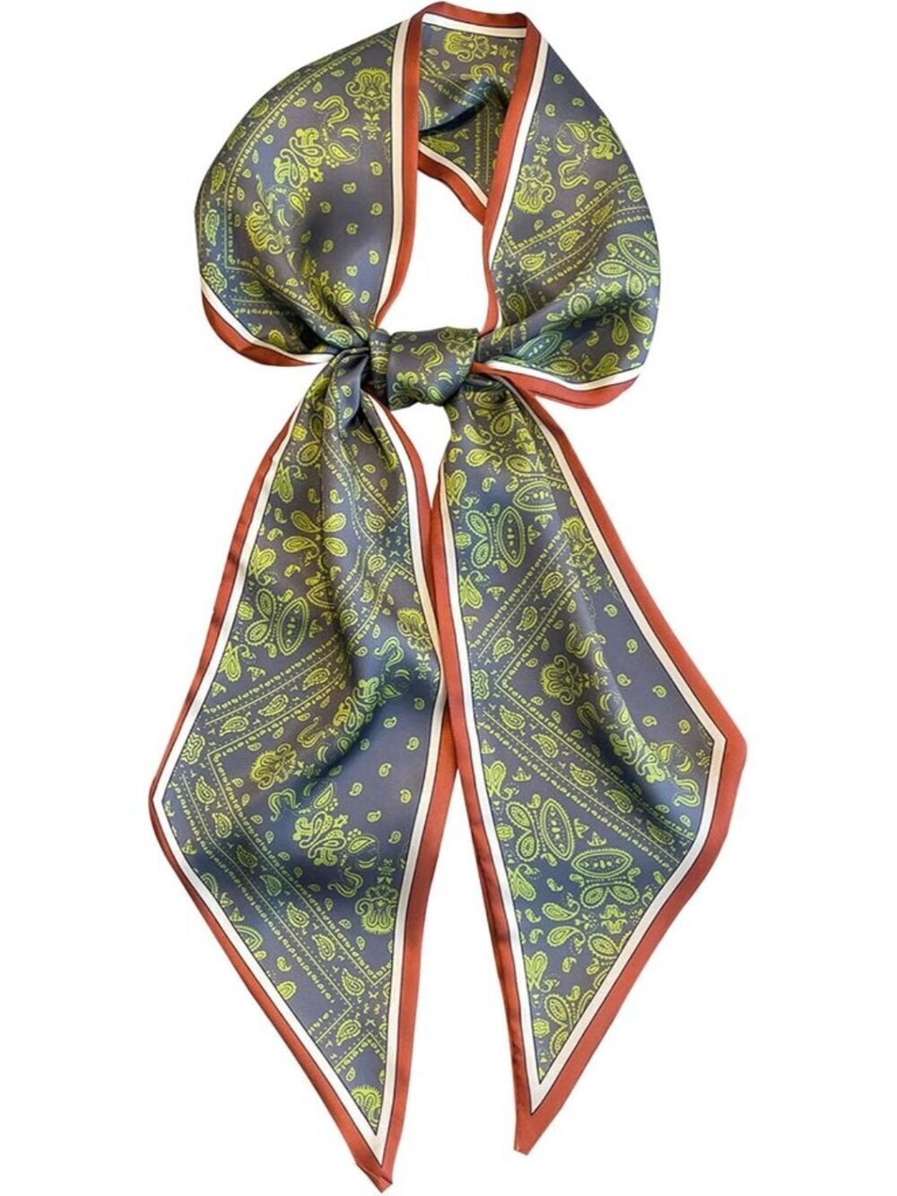 Women Green Printed Square Headscarf Bandanas Hair Scarf Neck Scarves
